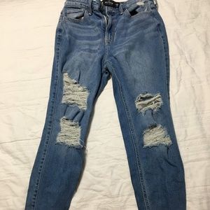 Hollister High Rise Distressed Blue Skinny Jeans